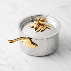 Ruffoni Opus Olivia Hammered Stainless Steel Saucepan with Olive Knob, 2-Qt.
