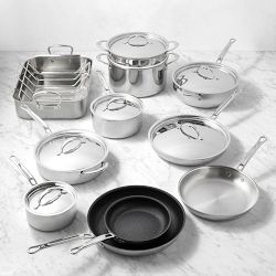 Hestan ProBond Luxe Professional Clad Stainless-Steel Mixed Material 17-Piece Cookware Set