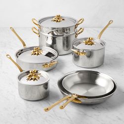 Ruffoni Opus Olivia Hammered Stainless Steel 11-Piece Cookware Set with Olive Knob