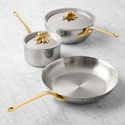 Ruffoni Opus Olivia Hammered Stainless Steel 5-Piece Cookware Set with Olive Knob