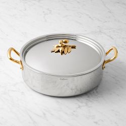 Ruffoni Opus Olivia Hammered Stainless Steel Braiser with Olive Knob, 7-Qt.