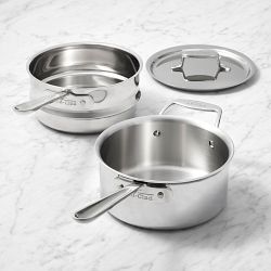All-Clad D5® Polished Stainless-Steel Saucepan with Double Boiler Insert, 3-Qt.