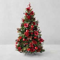 Faux Red Pre-Decorated Christmas Tree