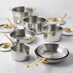 Ruffoni Opus Olivia Hammered Stainless Steel 11-Piece Cookware Set with Olive Knob