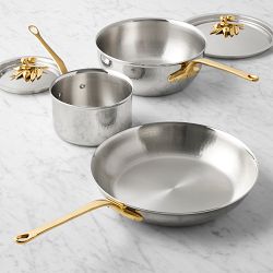 Ruffoni Opus Olivia Hammered Stainless Steel 5-Piece Cookware Set with Olive Knob