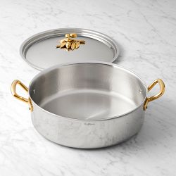 Ruffoni Opus Olivia Hammered Stainless Steel Braiser with Olive Knob, 7-Qt