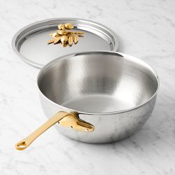 Ruffoni Opus Olivia Hammered Stainless Steel Chef Pan with Olive Knob, 4-Qt