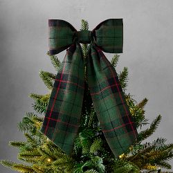 Green Tartan Bow Tree Topper