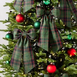 Green Tartan Bow Tree Topper