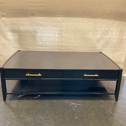 OPEN BOX: Lewis Coffee TableRectangular Coffee EbonyAntique Brass