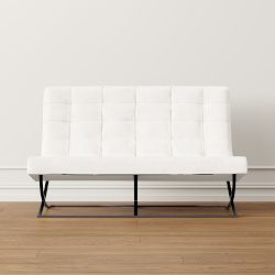 James Loveseat, Perennials Performance Basketweave, White, Bronze
