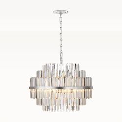 Vienna Round Crystal Chandelier, Polished Nickel
