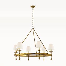 Classic Ring Chandelier, Hand Rubbed Antique Brass