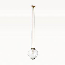 Josh Young Ida Pendant, 17", Clear Glass, Antique Brass