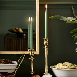 12" Green Taper Candles, Set of 2