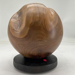 OPEN BOX: Teak Orb on Wood Stand, 12", Teak, Marble