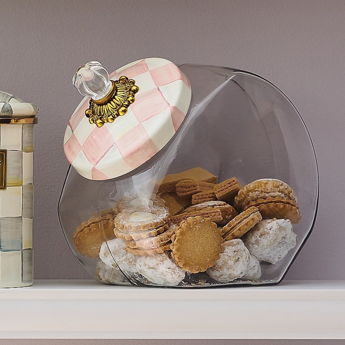イマン　オデット　ミディ缶　ボックス缶　BOX缶　ストッカー　マニーローズ MacKenzie-Childs Rosy Check Cookie Jar | Williams Sonoma