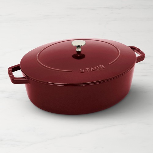 Staub Enameled Cast Iron Wide Oval Dutch Oven, 6.25-Qt., Grenadine