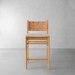 OPEN BOX: Sullivan Counter Stool Cushion, Standard, Sunbrella Performance Canvas, Flax