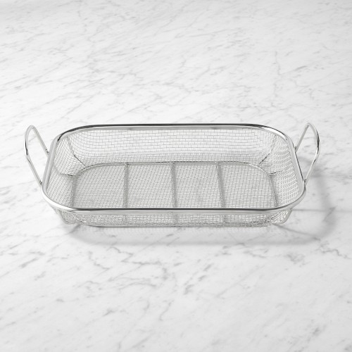 Outdoor Stainless-Steel Mesh Roasting Basket Grill Pan