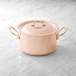 Mauviel M'Elite 6B Hammered Copper Induction Stew Pan, 6-Qt.
