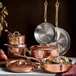 Mauviel M'Elite 6B Hammered Copper Induction 10-Piece Cookware Set