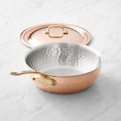 Mauviel M'Elite 6B Hammered Copper Induction Curved Splayed Saute Pan, 3.5-Qt.