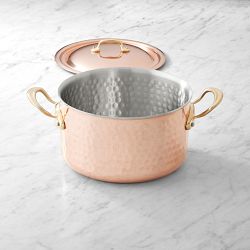 Mauviel M'Elite 6B Hammered Copper Induction Stew Pan, 6-Qt.