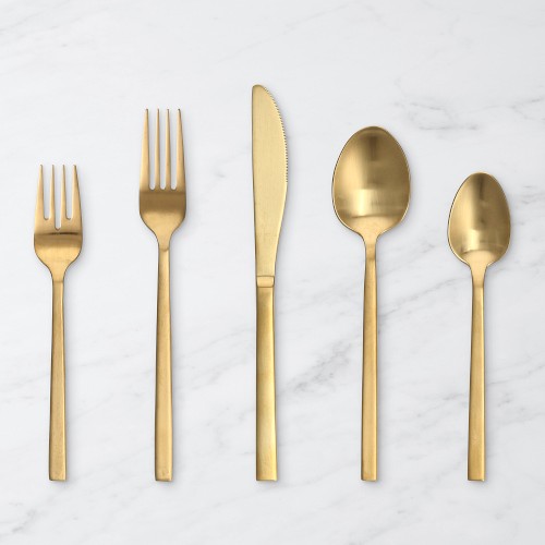Fortessa Arezzo 20-Piece Flatware Set, Brushed Gold