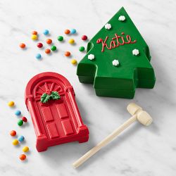 Personalized Chocolate Breakable Christmas Tree & Door, Set of 2