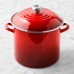 Le Creuset Enameled-Steel Stockpot, 12-Qt., Cerise Red