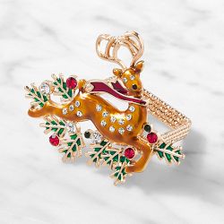 Williams Sonoma x Kim Seybert Jeweled Reindeer Napkin Ring, Set of 4