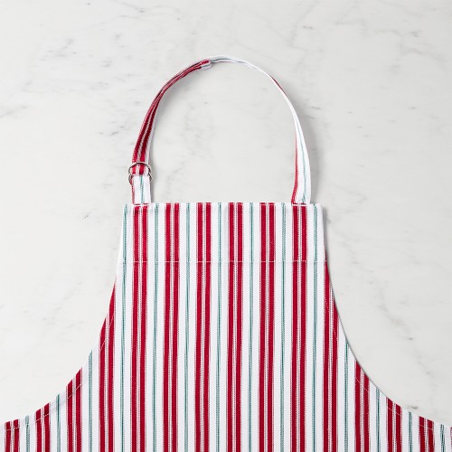 Williams Sonoma Classic Stripe Apron, Red & Green, Personalized