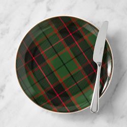 Green Tartan Appetizer Plates, Set of 8