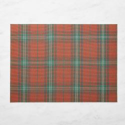 Chilewich Basketweave Rectangular Tartan Placemat, Set of 4, Red