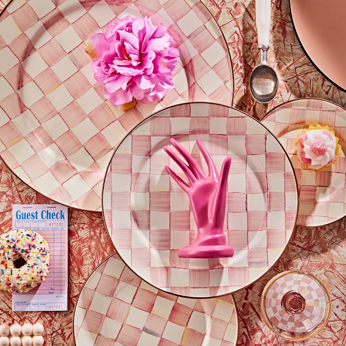 McKenzie-Childs ローズ柄コンポート MacKenzie-Childs Rosy Check Enamel Salad Plate | Williams Sonoma
