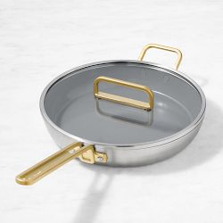 GreenPan™ Stanley Tucci™ Stainless-Steel Ceramic Nonstick Fry Pan with Lid, 12"