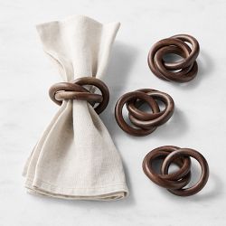 Three Ring Wood Napkin Rings, Set of 4