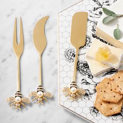 Jeweled Bee Cheese Knives, Set of 3