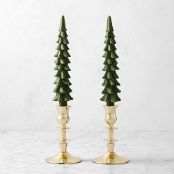 Figural Tree Taper Candle Set of 2Green