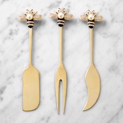 Jeweled Bee Cheese Knives, Set of 3