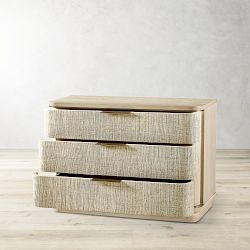 Seiche 3-Drawer Large Grass Cloth Nightstand (42")