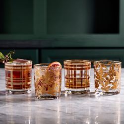 Vintage Fall Double Old-Fashioned Glasses, Set of 4