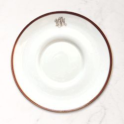 Pickard Winter Festival Saucer, Gold Monogram