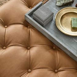 Faux Shagreen &amp; Brass Ottoman Tray, Rectangle