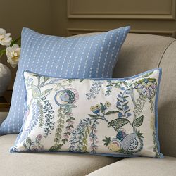 Tropical Palampore Embroidered Silk Pillow Cover