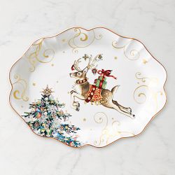 Twas the Night Before Christmas Reindeer Scalloped Oval Platter