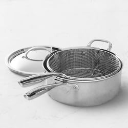 Williams Sonoma Signature Thermo-Clad™ Stainless-Steel Deep Sauté Pan with Fryer Basket