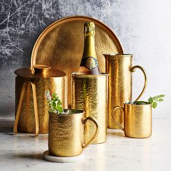 Williams Sonoma Antique Brass Ice Bucket with Tongs