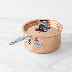 Ruffoni Opus Cupra Hammered Copper Saucepan with Carrot Knob, 1.5-Qt